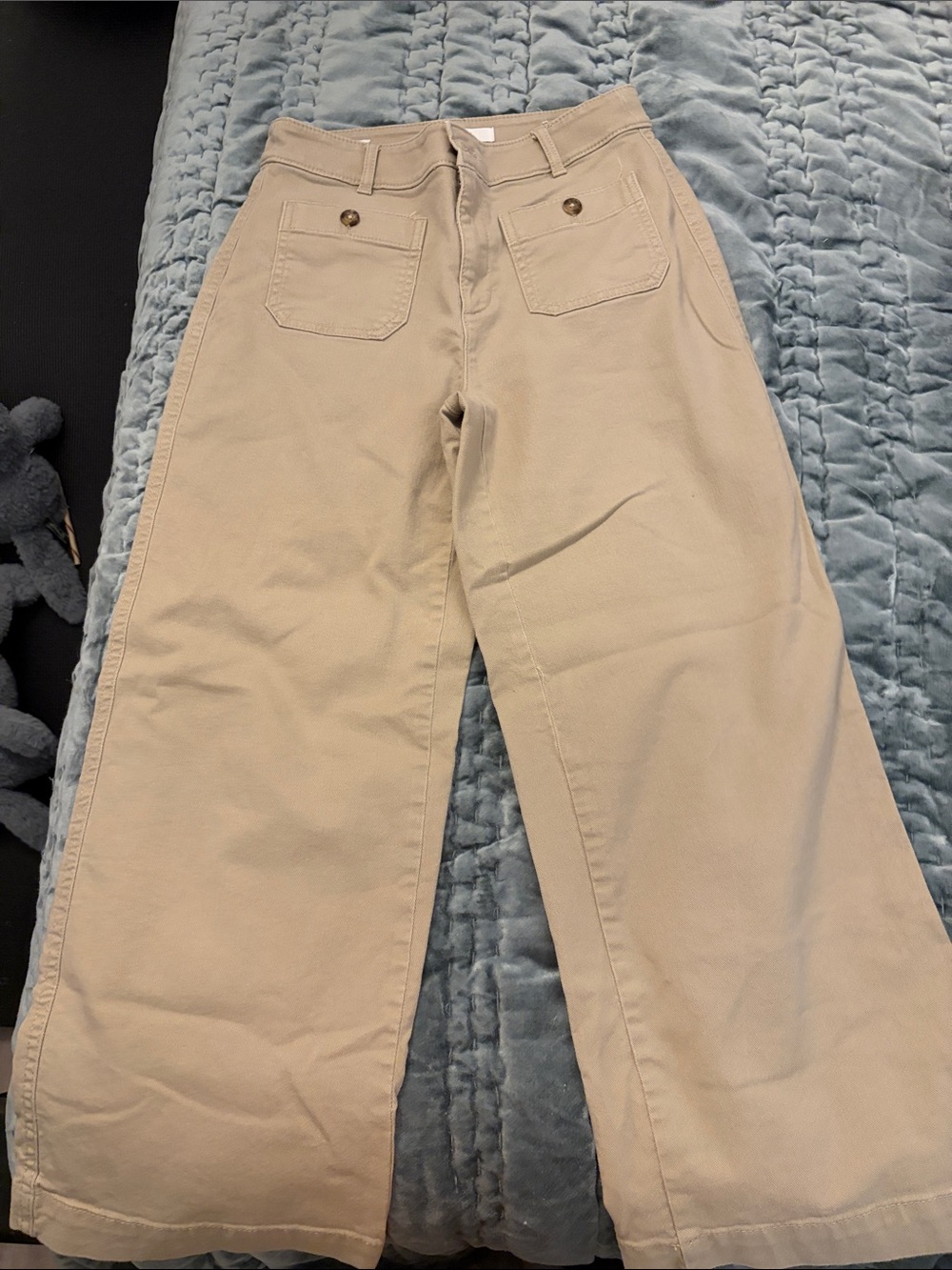 LOFT Beige Wide-Leg High-Rise Jeans, Curvy cropped